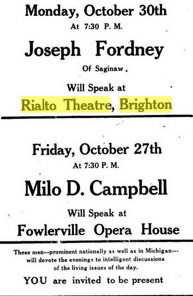 Rialto Theatre - Oct 25 1922